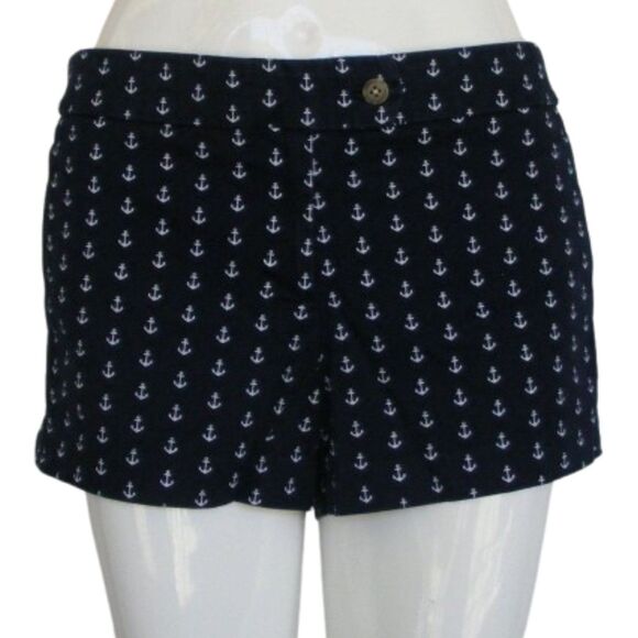 J.Crew Factory Shorts, 8, Chino, Blue, Anchors, Pockets, Zipper - Picture 1 of 13